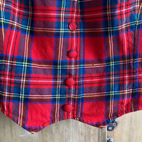 Vintage perfect little tartan wool vest women size XS - Picture 3 of 13